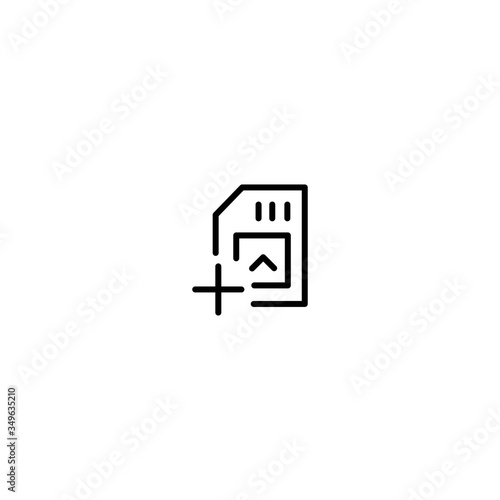 SIM card add icon. Inserting gsm card sign. Line icon design.
