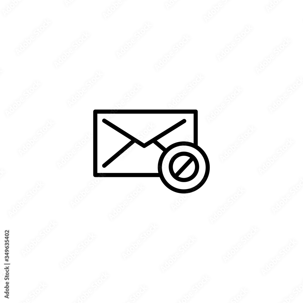 Envelope with stop or ban sign. Banned sending emails. Line icon design. Envelope with stop or ban sign. Banned sending emails. Line icon design.