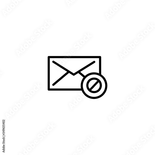 Envelope with stop or ban sign. Banned sending emails. Line icon design.