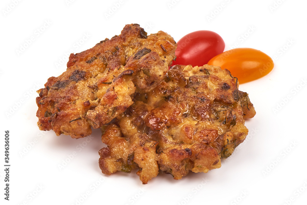 Homemade grilled chicken cutlets, isolated on white background