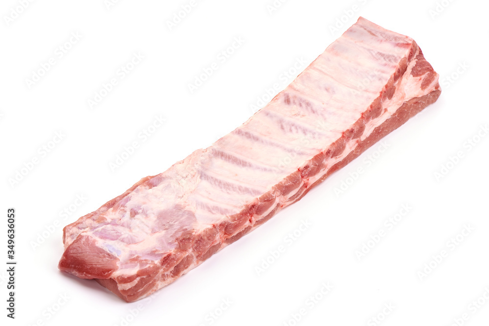 Raw pork ribs, isolated on white background
