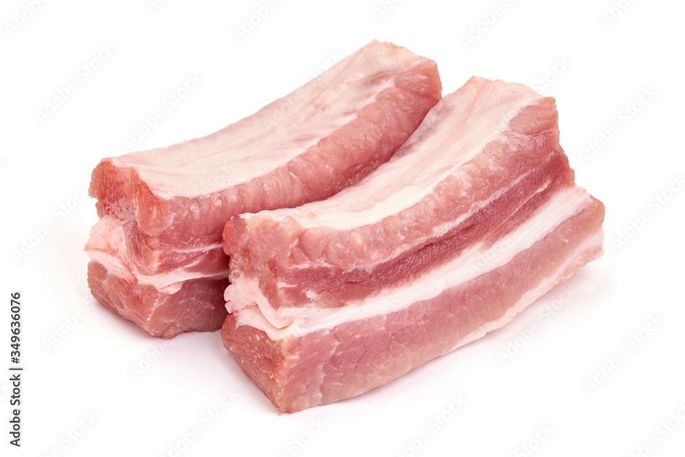 Raw pork ribs, isolated on white background
