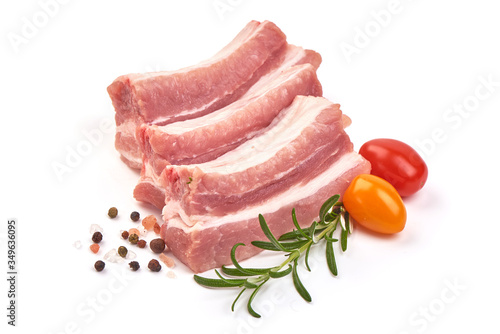 Raw pork ribs, isolated on white background