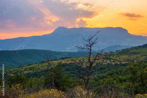 sunset in the mountains of Crimea