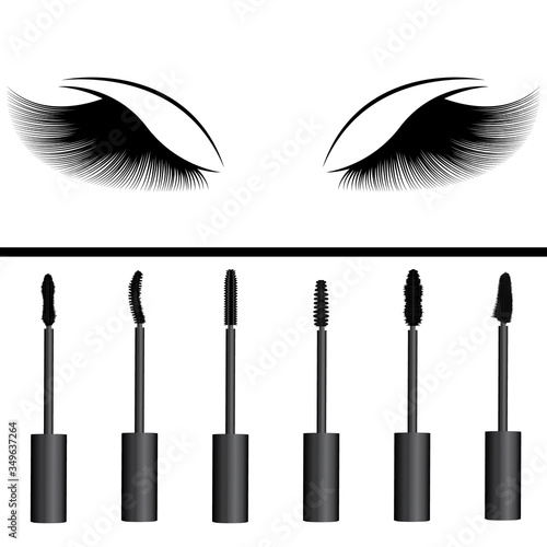 A girl's eyelashes and types of mascara