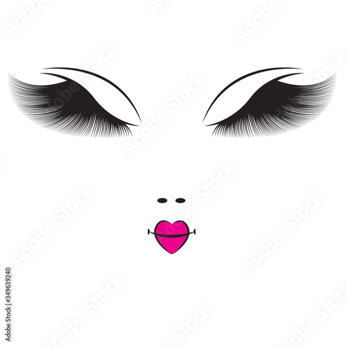 Woman face outline with log eyelashes