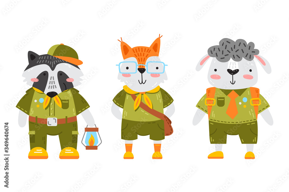 Baby animals in scout uniform Baby animals in scout uniform