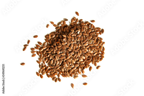 A bunch of flax seeds isolated on white background