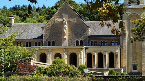 Orval Abbey. New Trappist-Cistercian Abbey of Orval, Notre-Dame d'Orval Abbey, in Willers-Devant-Orval, Luxembourg, Belgium