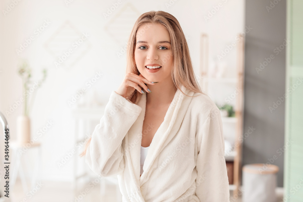 Beautiful young woman in bathroom Beautiful young woman in bathroom