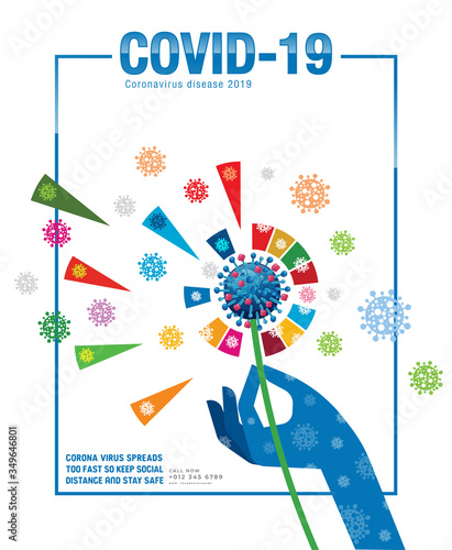 Coronavirus (COVID-19) outbreak pandemic alert concept. Wuhan virus disease, infections alert, symptom, prevention infographics, Logo & symbol. World health organization. virus spreading hands.