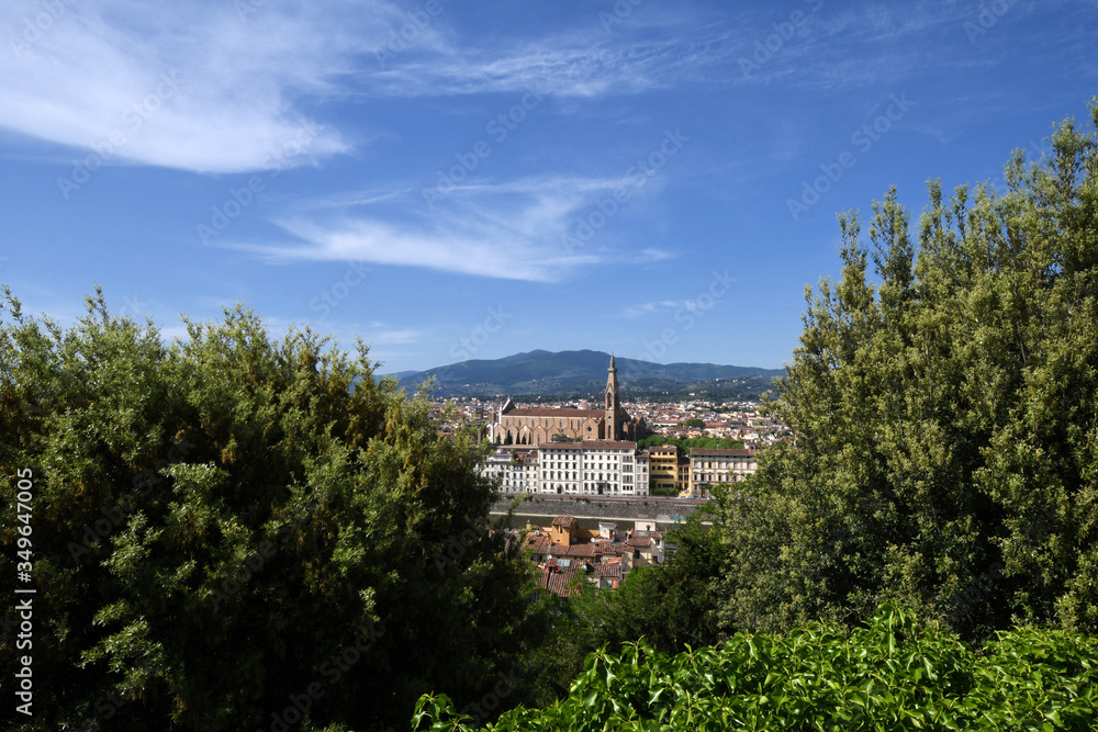 Basilica of the Holy Cross seen from Piazzale Michelangelo. Florence, Italy.