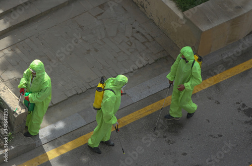 Disinfection of streets and avenues of quarantine May 2020 photo