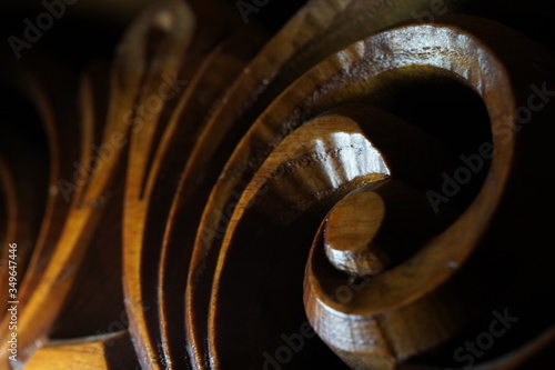 macro photography of wood carvings
