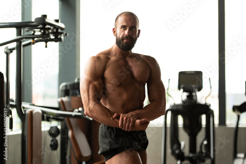 Bodybuilder Performing Side Chest Pose