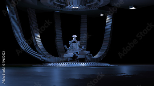 Sci fi Throne room 3d rendering