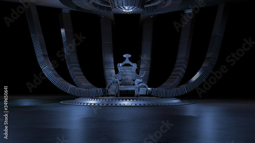 Sci fi Throne room 3d rendering
