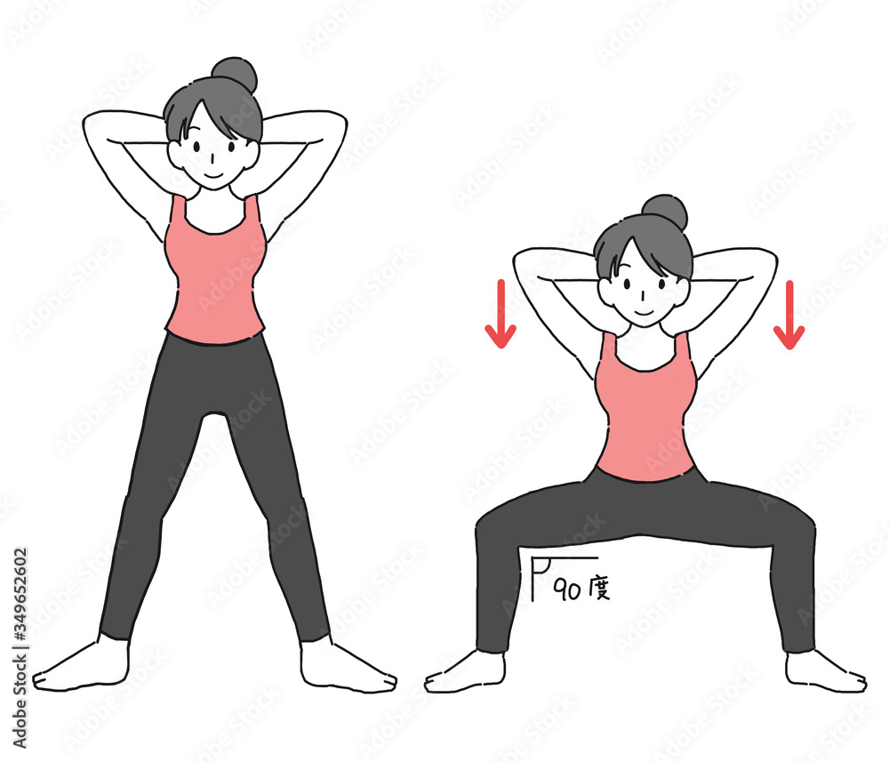 スクワットする女性のイラスト Stock Illustration Adobe Stock