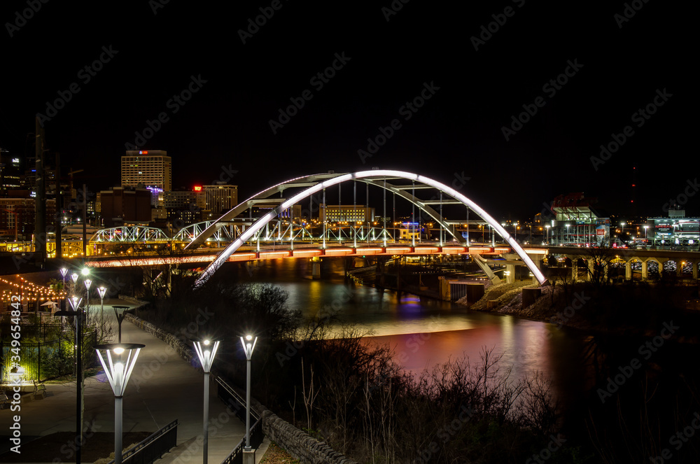 Korean Veterans Blvd Bridge across Cumberland River Nashville, Tennessee