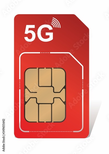 Technologies 5G, SIM card for mobile cellular communication. Symbol for web and mobile, Mobile and wireless communication technologies. Network chip electronic connection. Vector illustration.    