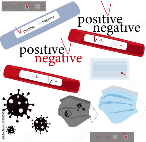 Set of pictures: coronavirus test, covid-19, masks, images of coronavirus