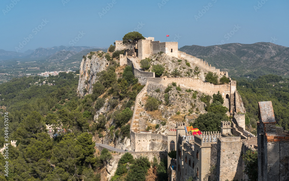 Xativa Castle Valencia Spain castle wall strategically located on top of a mountain at Via Augusta roadway