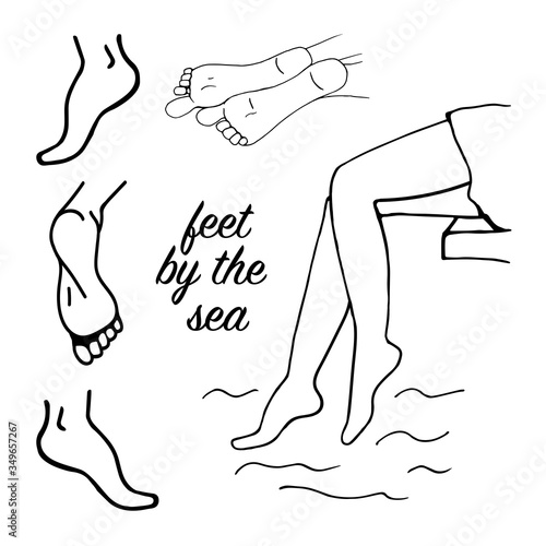 Hand drawn doodle illustration of legs, feet. Human concept design. Vector body parts, gesture