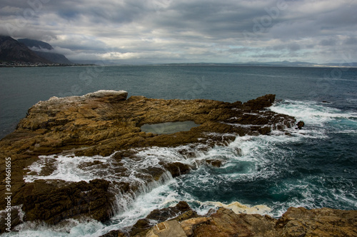 waves crashing on rocks