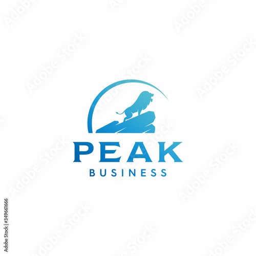 Logo lion on peak premium vector