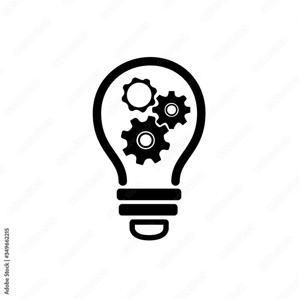 Industrial gears and work. Gears and idea bulb. Innovative ideas in the field of industry. Industrial gears and work. Gears and idea bulb. Innovative ideas in the field of industry.