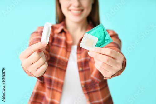 Young woman with different ...