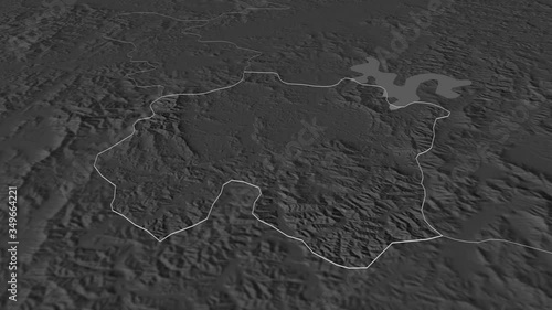 Daejeon, metropolitan city with its capital, zoomed and extruded on the bilevel map of South Korea in the conformal Stereographic projection. Animation 3D photo