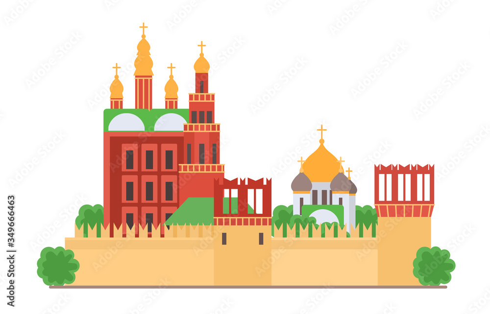 Moscow Kremlin vector illustration set