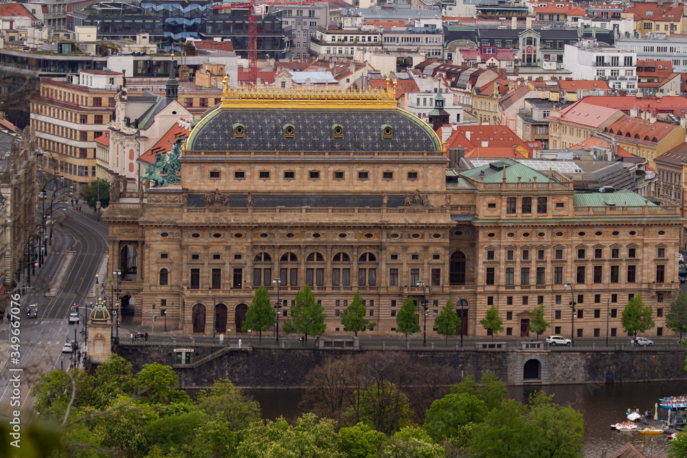 
The National Theater in Prague in the Czech Republic near the Vltava river in the spring