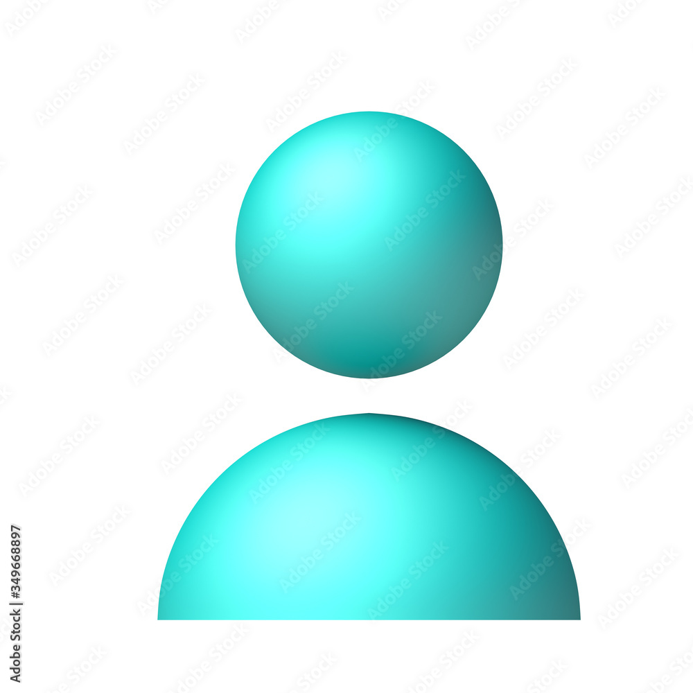 Abstract green Human bust player profile icon on isolated white background. 3D Illustration Abstract green Human bust player profile icon on isolated white background. 3D Illustration