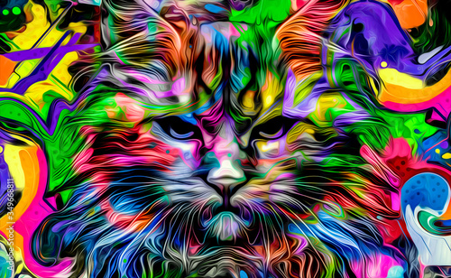 Cat head colorful illustration © reznik_val