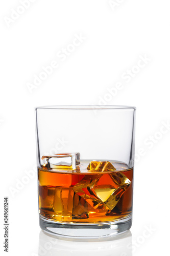 Wallpaper Mural Whiskey with ice in a glass on a white background Torontodigital.ca
