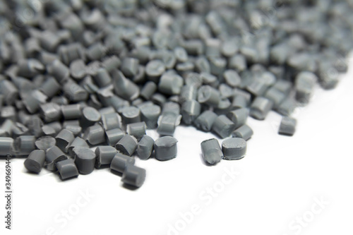 Obraz na płótnie Grey plastic polymer granules isolated on white 