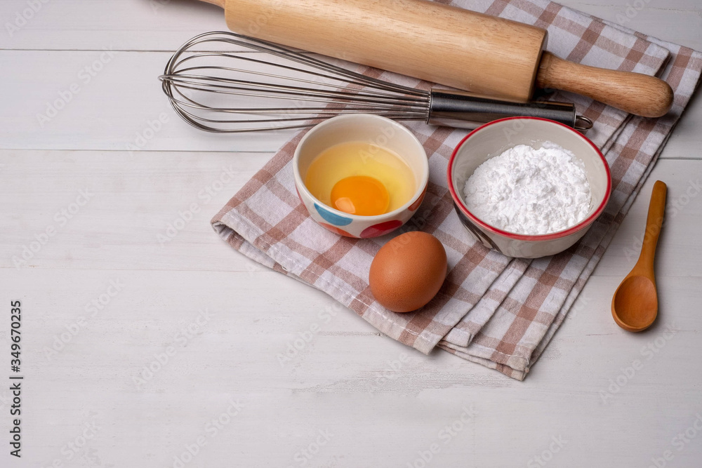 Freshly baked bread on wooden table , Flat-lay Design cover or background concept . Freshly baked bread on wooden table , Flat-lay Design cover or background concept .