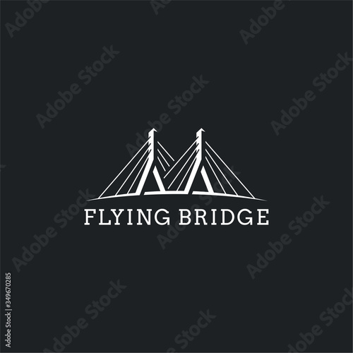 silhouette view bridge suspension logo design vector illustration