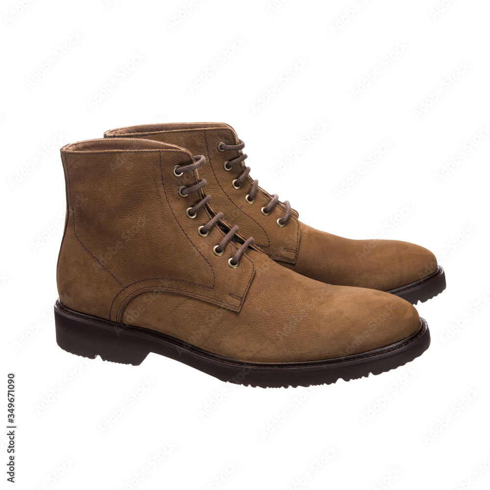 brown men's suede low shoes isolated on white background brown men's suede low shoes isolated on white background
