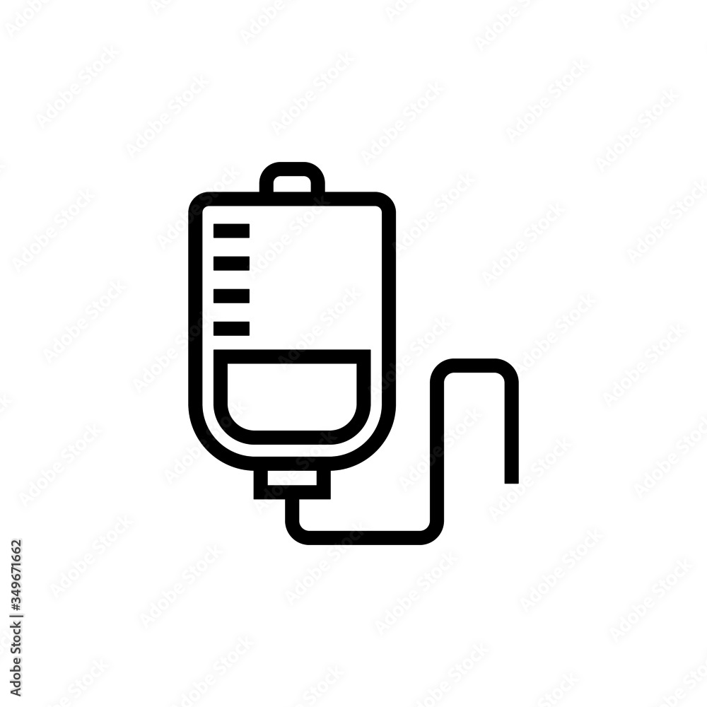 Blood transfusion saline bag icon template, infuse symbol vector sign in outline style isolated on white background Blood transfusion saline bag icon template, infuse symbol vector sign in outline style isolated on white background