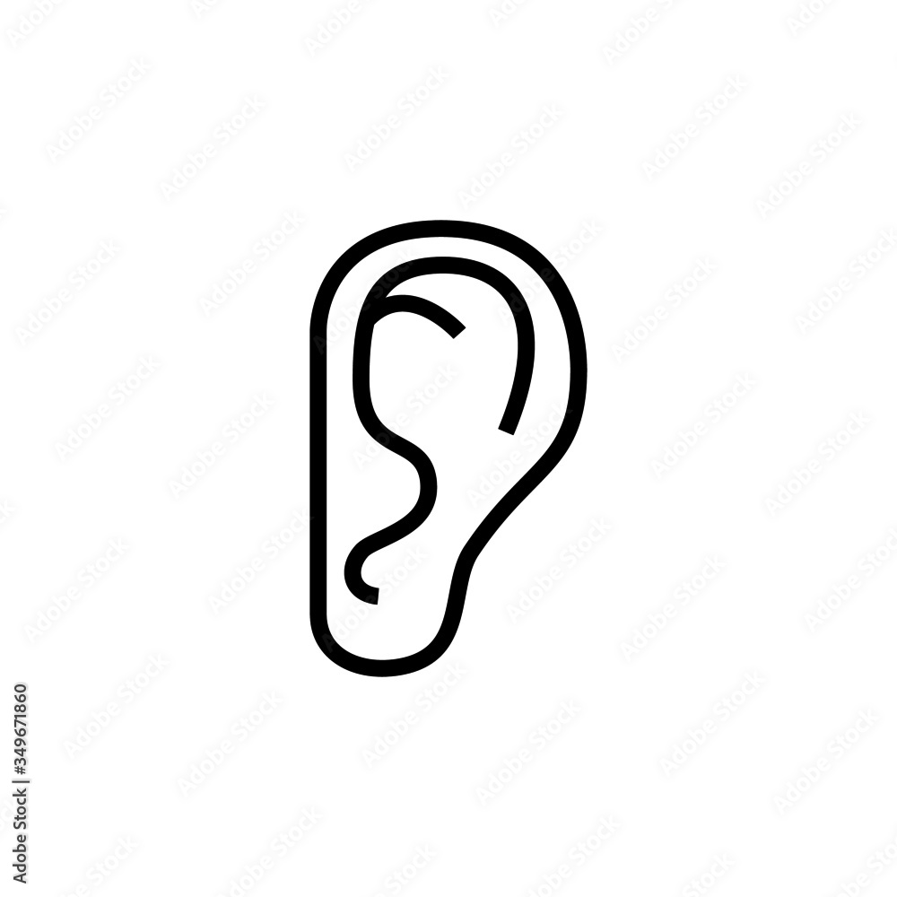 ear icon template , hearing linear sign in outline style isolated on white background ear icon template , hearing linear sign in outline style isolated on white background