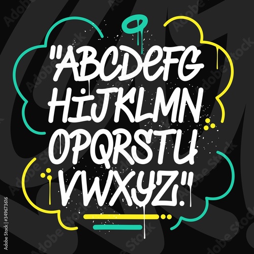 Handwritten Doodle Graffiti Font Alphabet. Vector Abstract Illustration