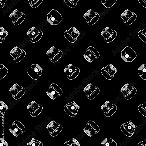 Abstract Graffiti Spray Caps Assorted Seamless Pattern. Isolated Vector Illustration