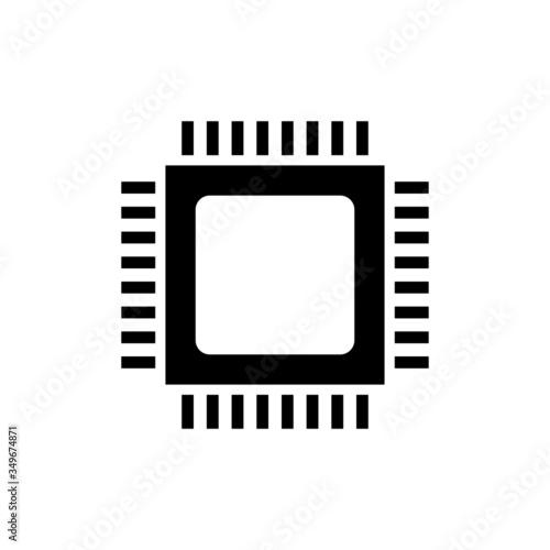 CPU, central processing unit icon, Computer Processor symbol in black flat shape design on white background