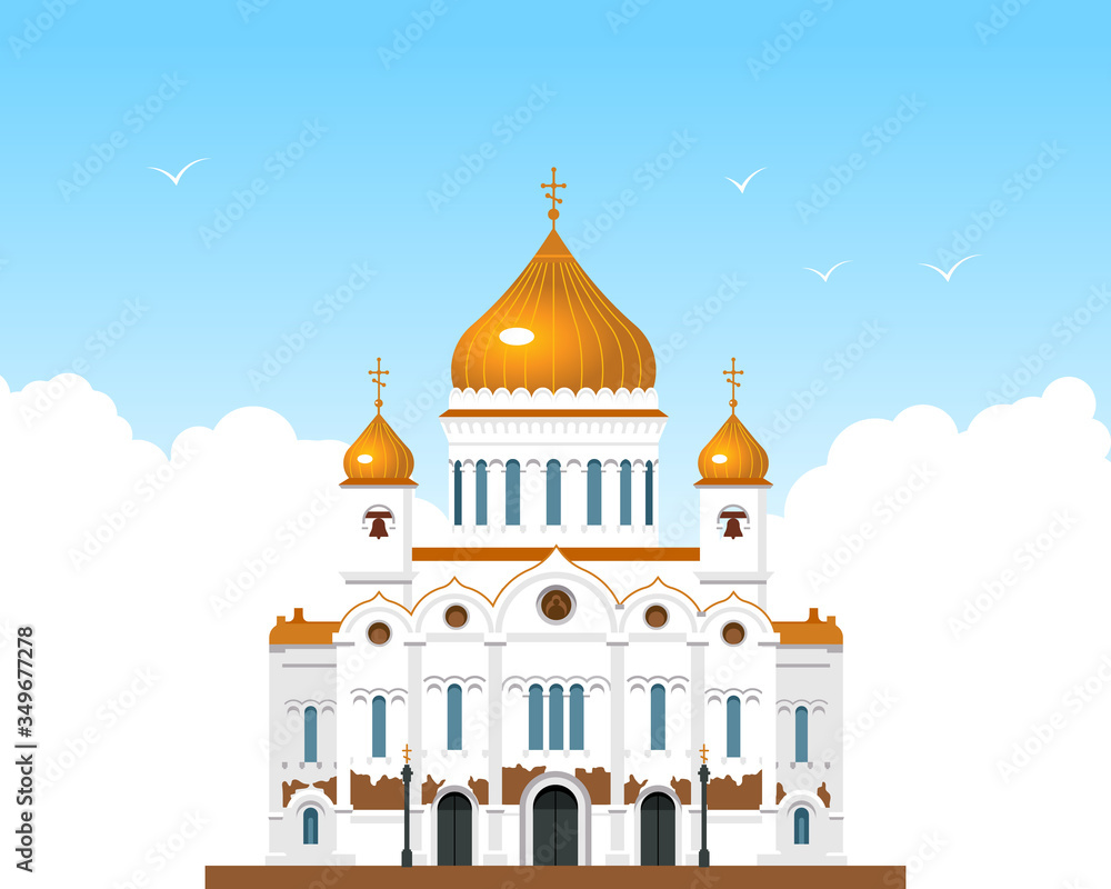 Fototapeta premium Russian Orthodox cathedral. Architectural structure of a religious nature. 