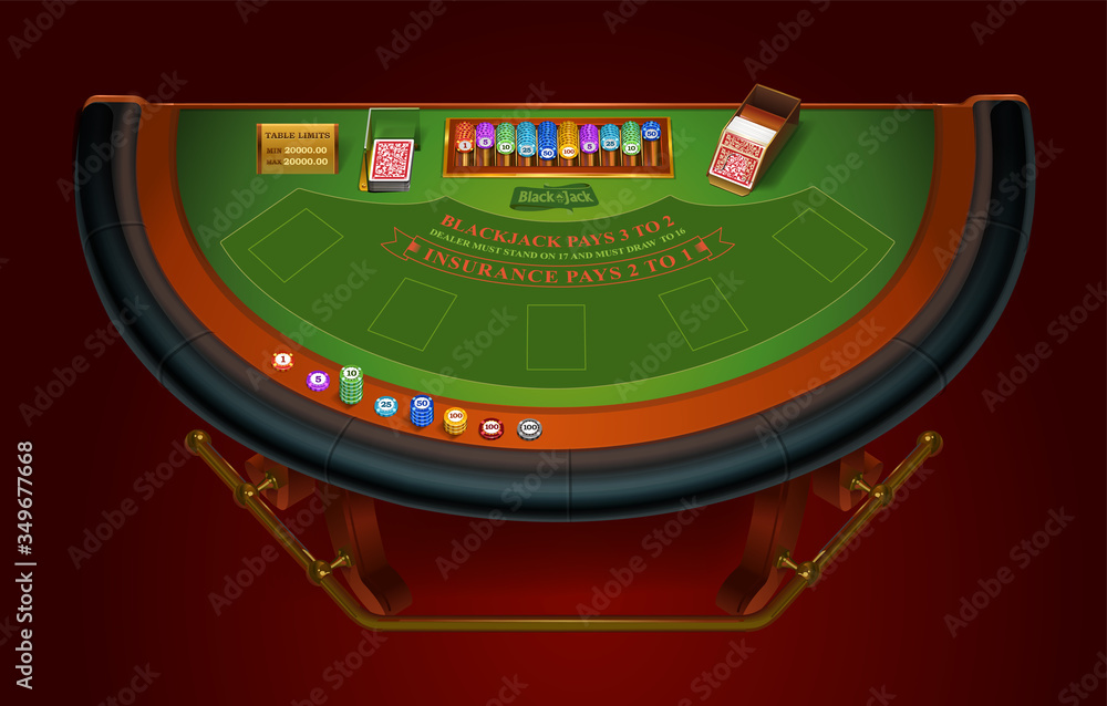 Game table for playing blackjack. View from above. Isolated. Vector  illustration Stock Vector | Adobe Stock