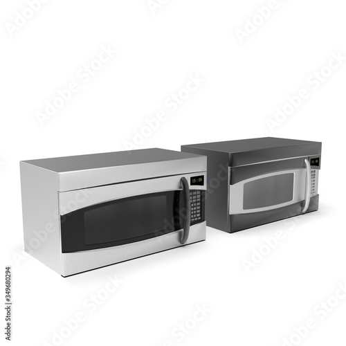3D image of color microwave oven steel 03