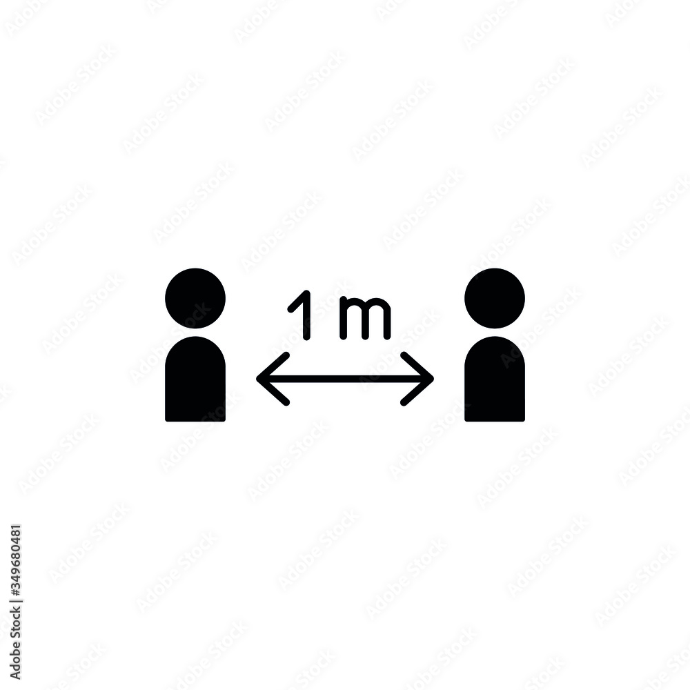Social distancing. Distance of 1 meter between the people. Keep a safe simple thin line icon vector illustration. Social distancing. Distance of 1 meter between the people. Keep a safe simple thin line icon vector illustration.